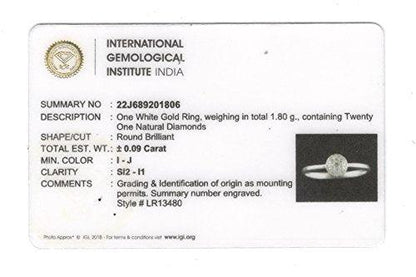 EternalDia IGI Certified Round Diamond Accent Flower Cluster Halo Fashion Ring in 10K White Gold (0.09 Cttw) - EternalDia