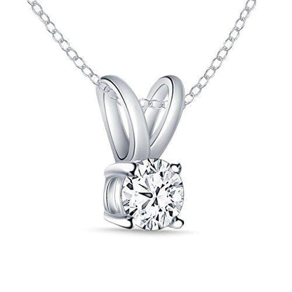 EternalDia 1/4 ct Round Diamond Pendant Necklace 14k White Gold (0.25cttw, IJ,I2-I3) 18" - EternalDia