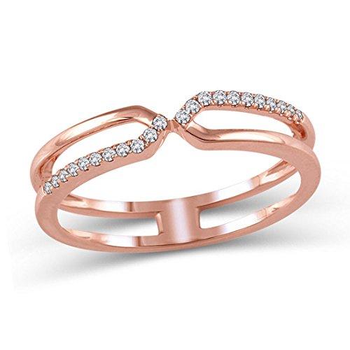 1/10 Cttw Diamond Crossover Split Shank Ring in 10K Solid Rose Gold (IJ/I2I3)