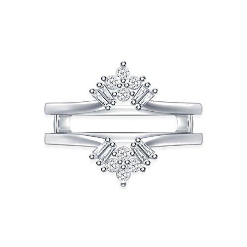 EternalDia 0.34 cttw Diamond Crown Inspired Vintage Enhancer Wedding Ring Guard in 10k White Gold (IJ/I2I3) - EternalDia