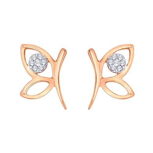 EternalDia IGI Certified Butterfly Element Diamond Accent Stud Earrings in 10kt Rose Gold (0.05 Cttw) - EternalDia