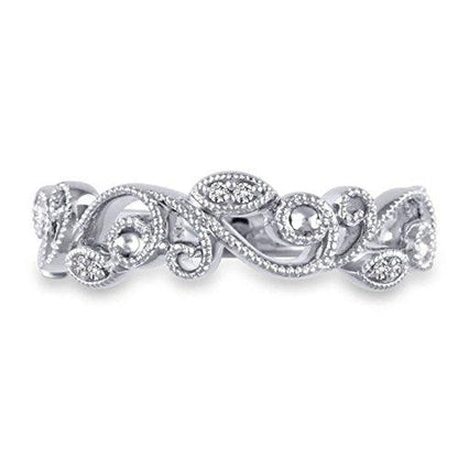 1/10 Cttw Diamond Wedding Vintage-Style Filigree Ring in 14K White Gold (HI/12)
