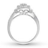 0.33 Cttw Round Diamond Wedding Halo Ring In 10k White Gold (I/I3)