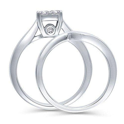 1/2 Cttw Quad Princess-Cut Swirl Diamond Twisted Engagement Bridal Set Ring in 10K White Gold (IJ/12)