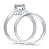 1/2 Cttw Quad Princess-Cut Swirl Diamond Twisted Engagement Bridal Set Ring in 10K White Gold (IJ/12)