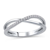 1/10 Cttw Trendy Crisscross Diamond Accented"X" Crossover Ring in 14K White Gold (HI/12)
