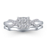 1/2 cttw Quad Princess-Cut Diamond Twist Shank Bridal Set in 10K White Gold (IJ/12)