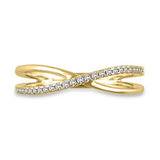 1/10 Cttw Trendy Crisscross Diamond Accented"X" Crossover Ring in 14K Yellow Gold (HI/12)