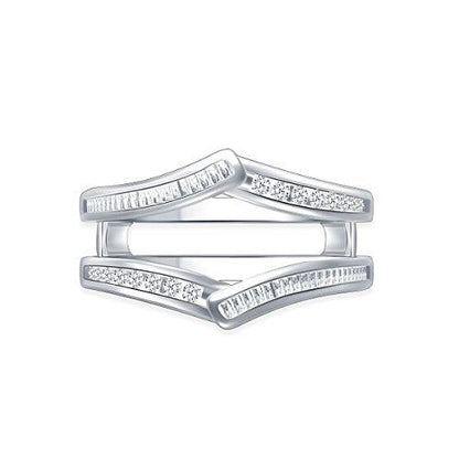 EternalDia 0.34 cttw Baguette & Round Diamond Contour Channel Set Enhancer Ring Guard In 10k White Gold (IJ/I2I3) - EternalDia