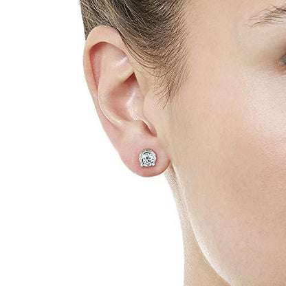 0.25 Carat Round Diamond Stud Earrings For Women in 14k White Gold (0.25 Cttw, I-J Color, I2-I3 Clarity) 4 Prong, Screw-Back Clasps Diamond Solitaire Studs