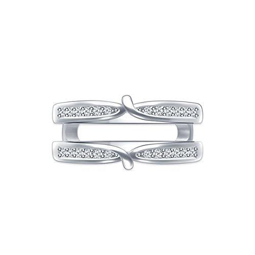 EternalDia 0.25 cttw Diamond Pinched Center Classic Style Enhancer Ring Guard In 10k White Gold (IJ/I2I3) - EternalDia