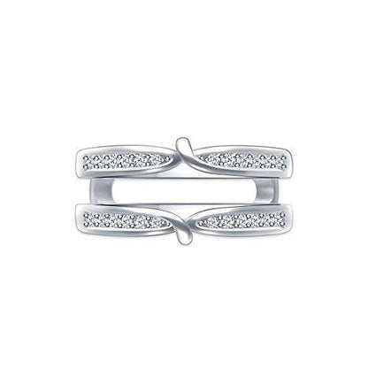 EternalDia 0.25 cttw Diamond Pinched Center Classic Style Enhancer Ring Guard In 10k White Gold (IJ/I2I3) - EternalDia