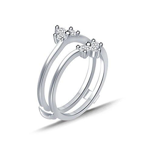 EternalDia 0.33 Cttw Diamond Chevron Style Three Stone Enhancer Ring Guard In 10k White Gold (IJ/I2I3) - EternalDia