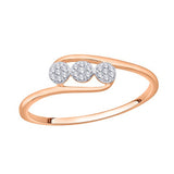 EternalDia IGI Certified Diamond Accent Three Flower Bypass Ring in 10K Rose Gold (0.08 Cttw) - EternalDia