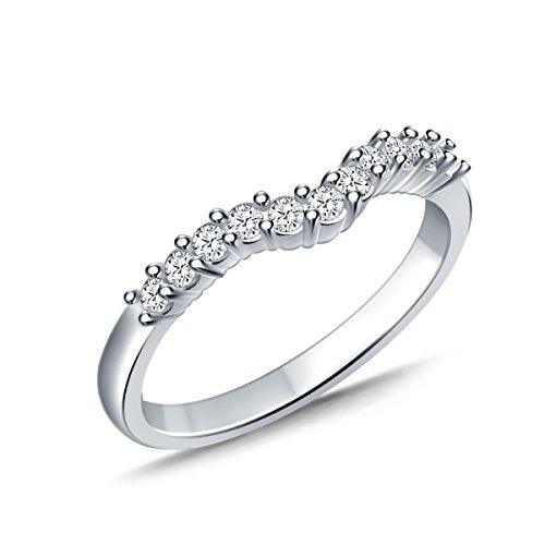 EternalDia 1/3 cttw Diamond Curved Solitaire Enhancer Contour Band Guard Ring in 10K White Gold (IJ/12-13) - EternalDia