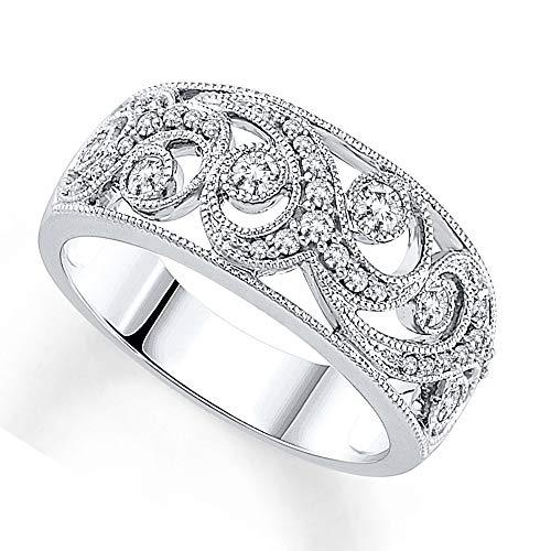 0.375 Cttw Diamond Pave Filigree Ring in 10k White Gold (I/I3)