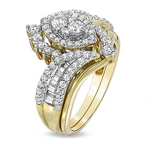 1 Cttw Diamond Marquise Shape Cluster Bridal Set in 10K Yellow Gold (I-J/I2)