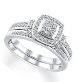 0.50 Cttw Round Diamond Halo Frame Wedding Bridal Ring Set In 10k White Gold (I/I3)