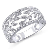 0.10 cttw Diamond Anniversary Leaf Band Ring In 10k White Gold (H-I/I2-I3)