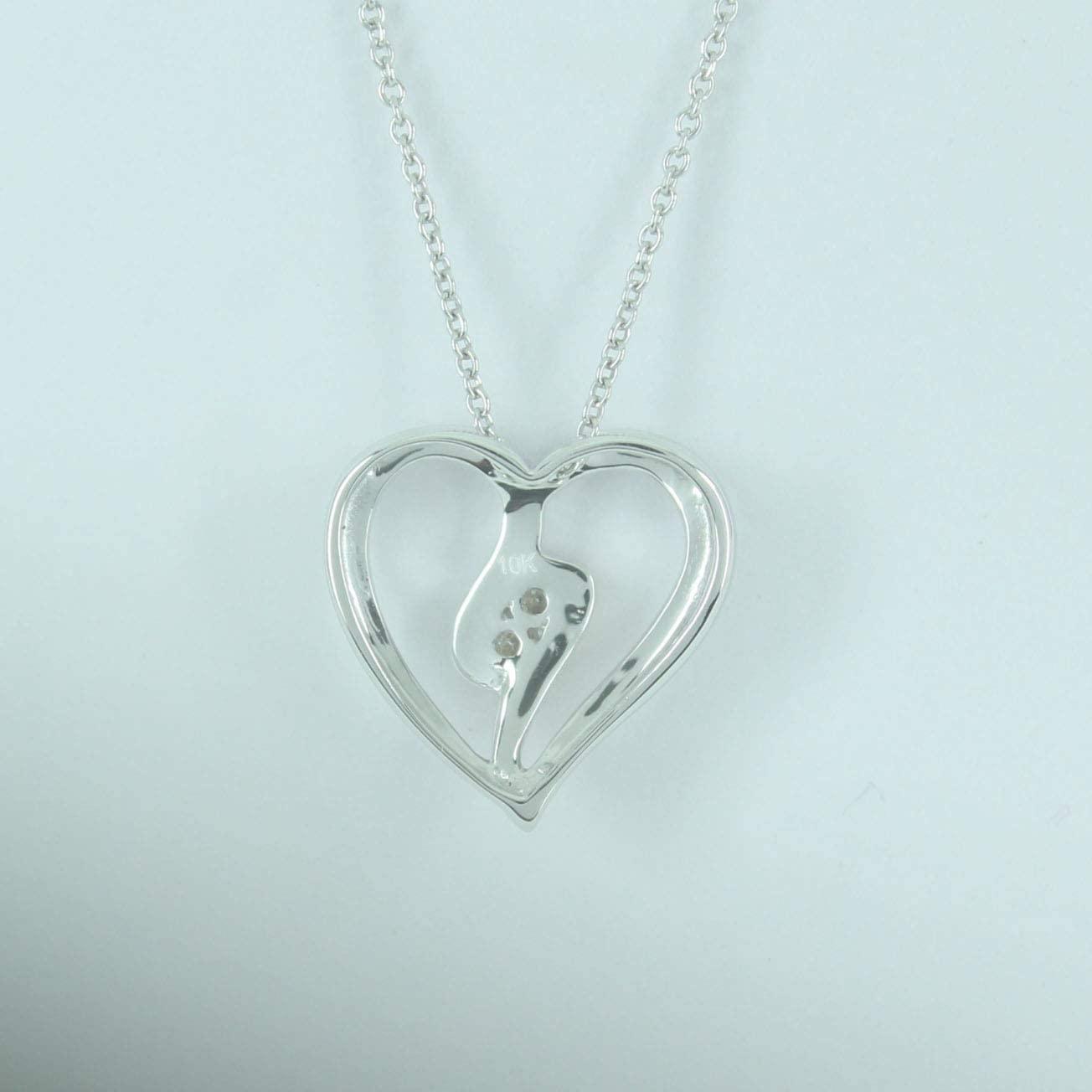 EternalDia 10K Gold Diamond Two Stone Heart Pendant Necklace (0.05 cttw, IJ/I2-I3) 18"