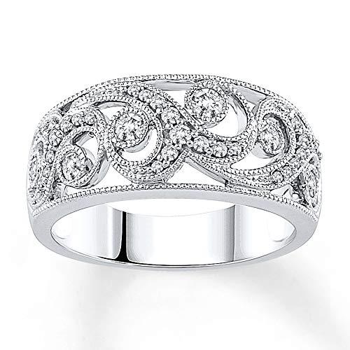 0.375 Cttw Diamond Pave Filigree Ring in 10k White Gold (I/I3)