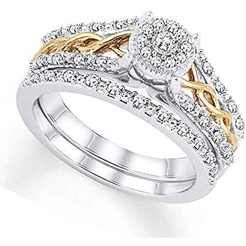 1/4 Carat T.W. Braided Round Diamond Frame Engagement Bridal Ring Set In 10K Two-Tone Gold (Color I, Clarity I3, 0.25 Cttw) 10k Yellow & White Gold Bridal Ring Set