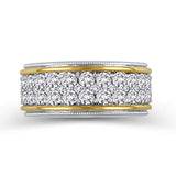 1-1/2 Cttw Diamond Multi-Row Vintage-Style Eternity Band Ring in 10K Two-Tone Gold (IJ/12-13)