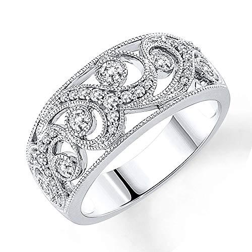 0.375 Cttw Diamond Pave Filigree Ring in 10k White Gold (I/I3)