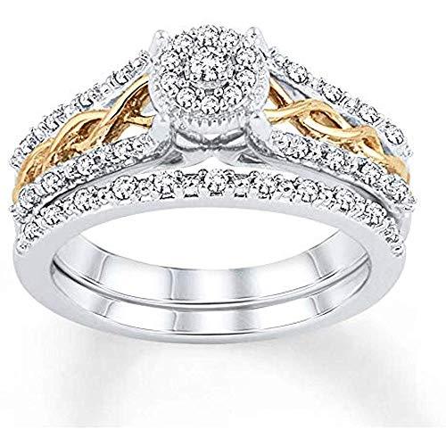 1/4 Carat T.W. Braided Round Diamond Frame Engagement Bridal Ring Set In 10K Two-Tone Gold (Color I, Clarity I3, 0.25 Cttw) 10k Yellow & White Gold Bridal Ring Set