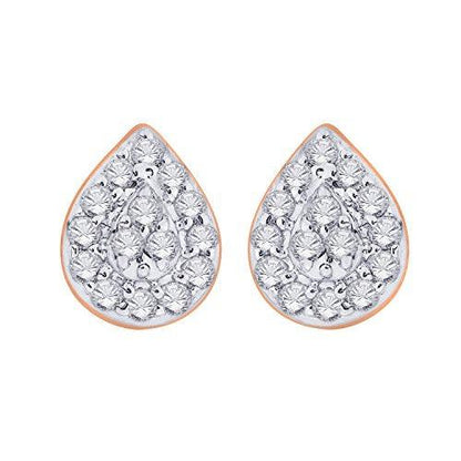 EternalDia IGI Certified Pear Drop Shape Halo Natural Diamond Frame Stud Earrings in 10kt Rose Gold (0.1 Cttw) - EternalDia