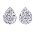 EternalDia IGI Certified Pear Drop Shape Halo Natural Diamond Frame Stud Earrings in 10kt White Gold (0.1 Cttw) - EternalDia