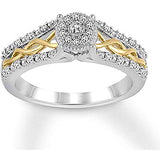1/5 Carat Round Diamond Cluster Twisted Ring In 10K Two Tone Gold(0.20 Cttw, Color I, Clarity I3) Cluster Ring
