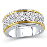 1-1/2 Cttw Diamond Multi-Row Vintage-Style Eternity Band Ring in 10K Two-Tone Gold (IJ/12-13)