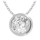 EternalDia 10k Round Diamond Solitaire Pendant Necklace (0.30cttw, IJ, I2/I3) 18" - EternalDia