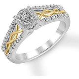 1/5 Carat Round Diamond Cluster Twisted Ring In 10K Two Tone Gold(0.20 Cttw, Color I, Clarity I3) Cluster Ring