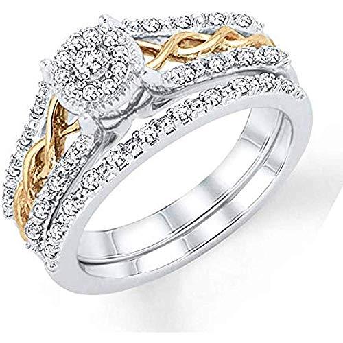 1/4 Carat T.W. Braided Round Diamond Frame Engagement Bridal Ring Set In 10K Two-Tone Gold (Color I, Clarity I3, 0.25 Cttw) 10k Yellow & White Gold Bridal Ring Set