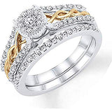 1/4 Carat T.W. Braided Round Diamond Frame Engagement Bridal Ring Set In 10K Two-Tone Gold (Color I, Clarity I3, 0.25 Cttw) 10k Yellow & White Gold Bridal Ring Set
