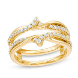 3/8 Cttw Diamond Crossover Solitaire Anniversary Wedding Band Enhancer Wrap Guard Ring 10K Yellow Gold (IJ/12)
