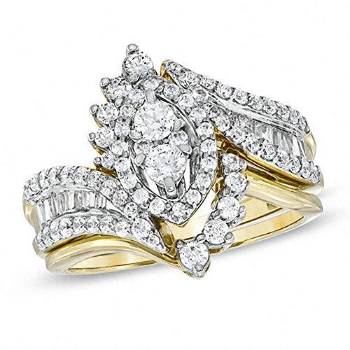 1 Cttw Diamond Marquise Shape Cluster Bridal Set in 10K Yellow Gold (I-J/I2)