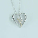EternalDia 10K Gold Diamond Two Stone Heart Pendant Necklace (0.05 cttw, IJ/I2-I3) 18"