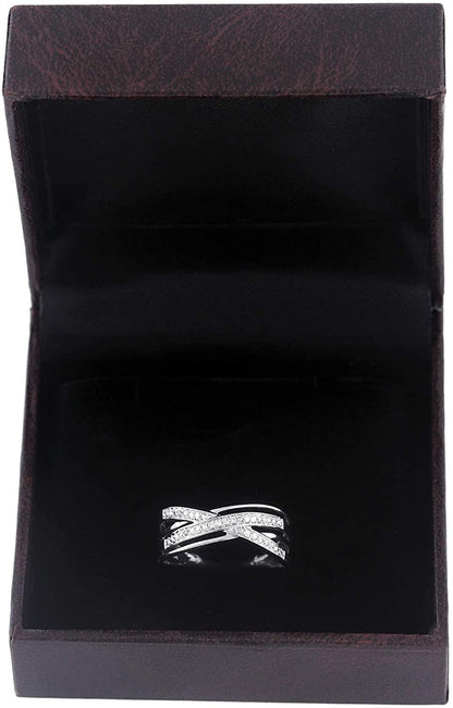 14K White Gold 0.07 Cttw Diamond Criss Cross Ring (0.07 Cttw, I-J Color, I2-I3 Clarity) Criss Cross Band Ring | Criss Cross Wedding Bands for Women