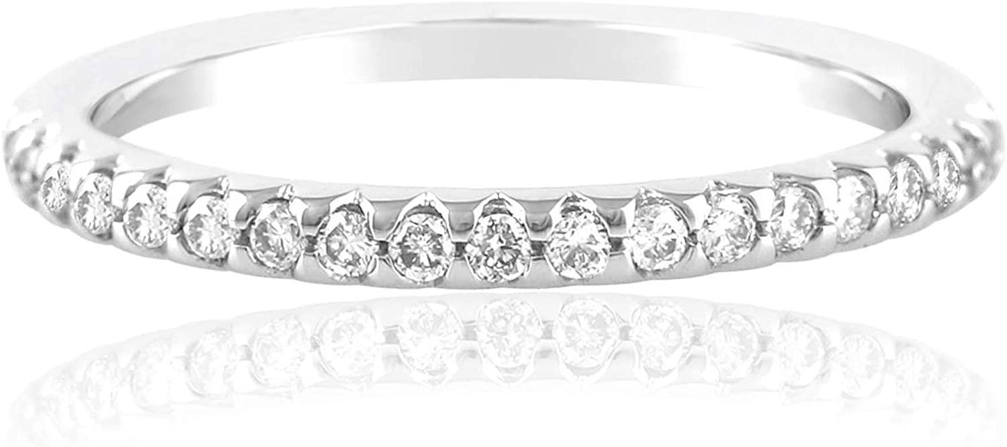 14k White Gold 1/10 Cttw Diamond Half Eternity Ring (0.10 Cttw, I-J Color, I2-I3 Clarity) Wedding Band Ring Stackable Ring