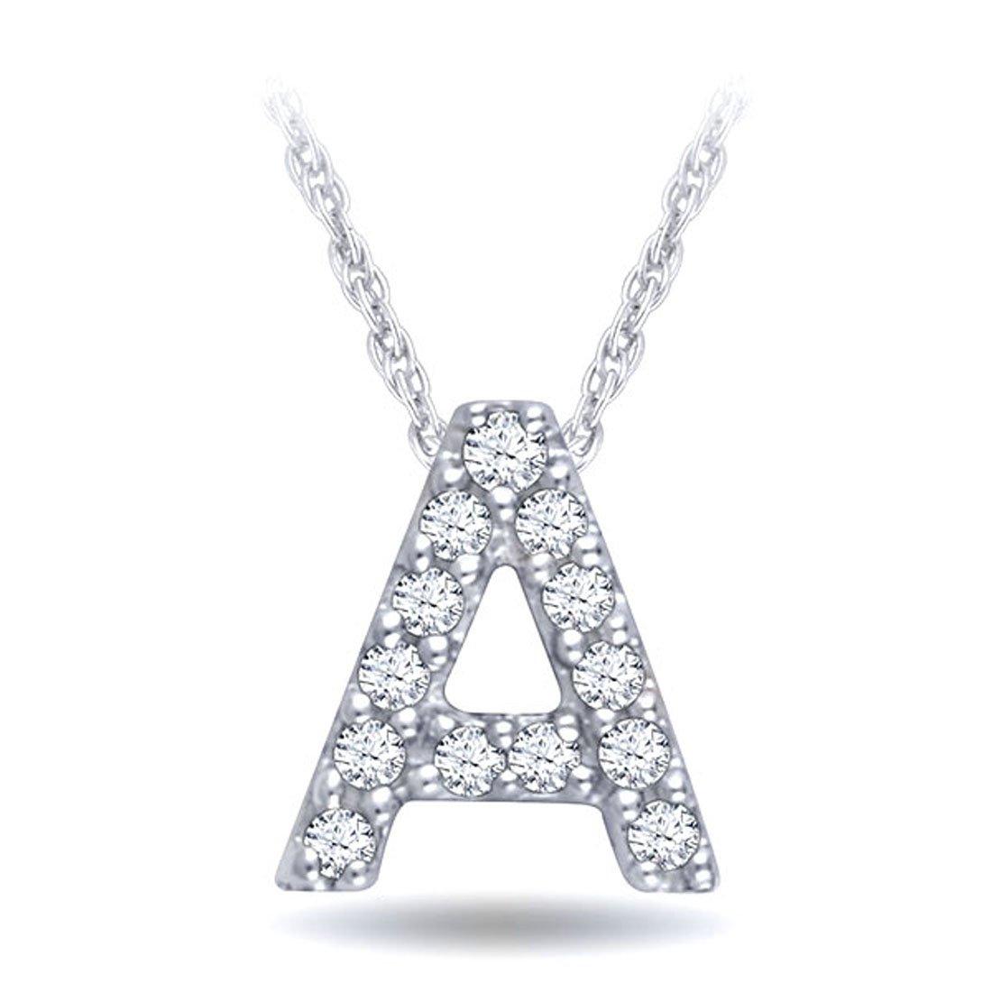 EternalDia Diamond Initial Monogram Pendant Necklace (0.05 cttw) 18" - EternalDia