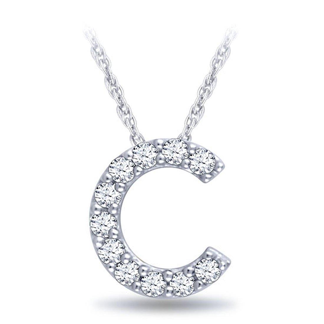 EternalDia Diamond Initial Monogram Pendant Necklace (0.05 cttw) 18" - EternalDia