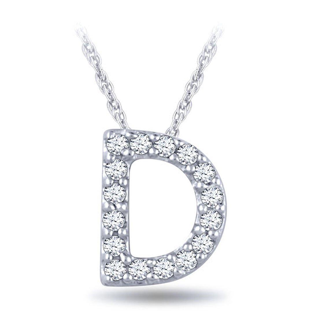 EternalDia Diamond Initial Monogram Pendant Necklace (0.05 cttw) 18" - EternalDia