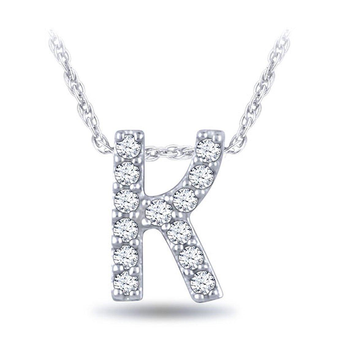 EternalDia Diamond Initial Monogram Pendant Necklace (0.05 cttw) 18" - EternalDia