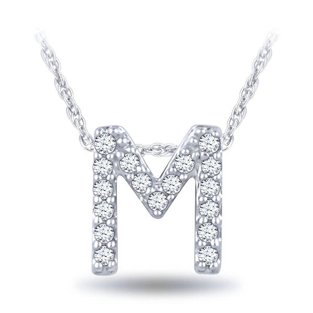 EternalDia Diamond Initial Monogram Pendant Necklace (0.05 cttw) 18" - EternalDia