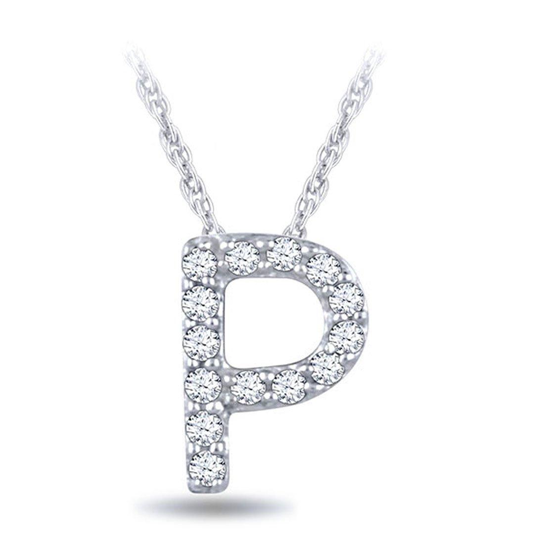 EternalDia Diamond Initial Monogram Pendant Necklace (0.05 cttw) 18" - EternalDia