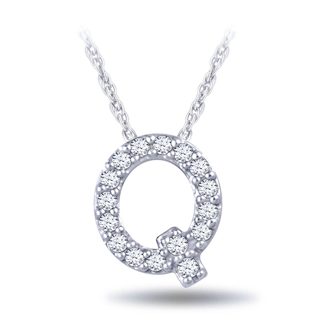 EternalDia Diamond Initial Monogram Pendant Necklace (0.05 cttw) 18" - EternalDia