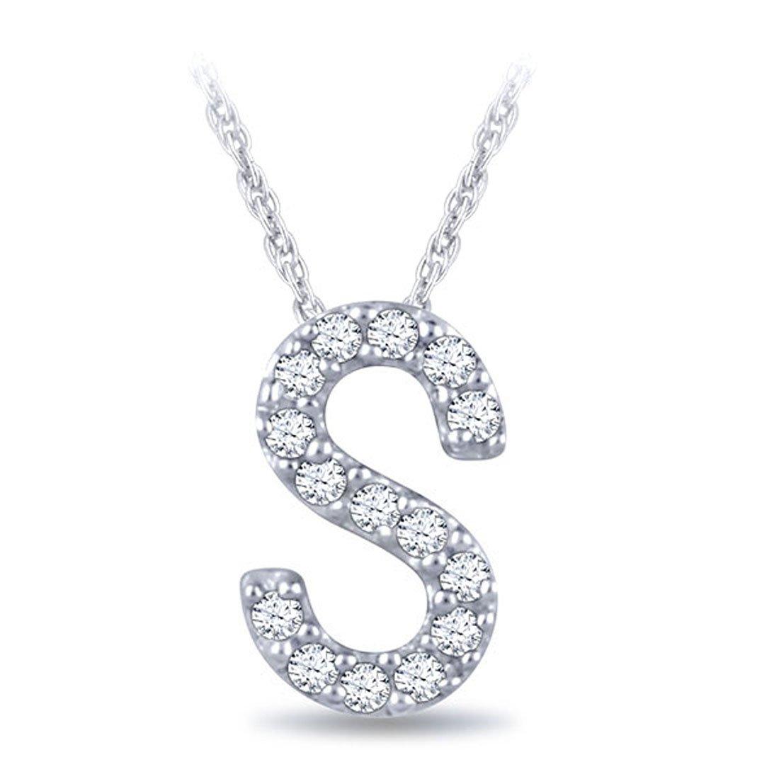 EternalDia Diamond Initial Monogram Pendant Necklace (0.05 cttw) 18" - EternalDia